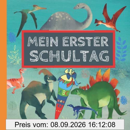 Mein erster Schultag: Erinnerungsalbum an meine Einschulung, Gästebuch für die Einschulungsfeier zum Schulanfang für Mädchen und Jungen, Geschenk für die Schultüte - Dinosaurier