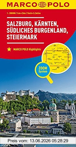 unbekannt Marco Polo Regionalkarte Österreich Blatt 2 1, 200 000, Salzburg, Kärnten, Steiermark, Südliches Burgenland (Marco Polo Karte 1, 200000)