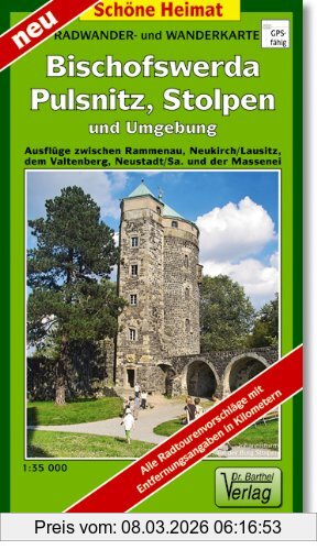 unbekannt Radwander- Und Wanderkarte Bischofswerda, Pulsnitz, Stolpen Und Umgebung, Ausflüge Zwischen Rammenau, Neukirch/Lausitz, Dem Valtenberg, Neustadt I.