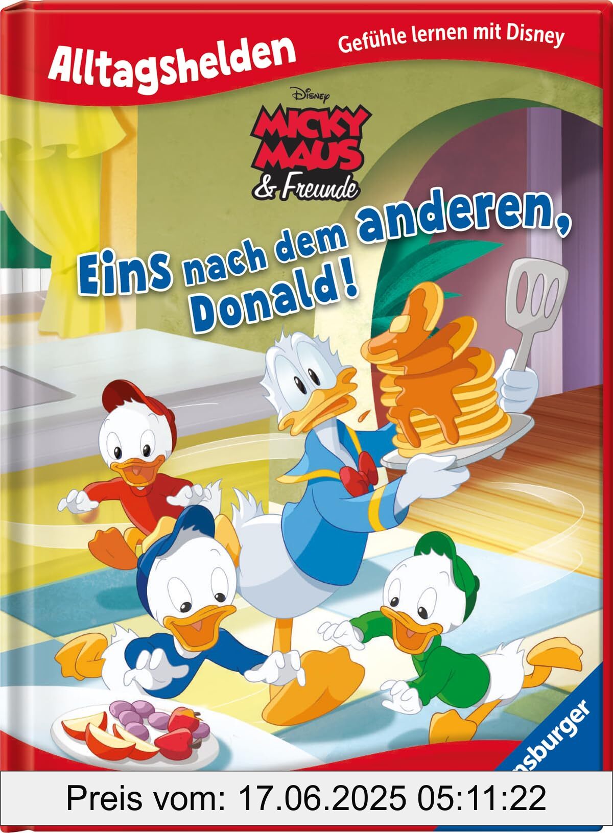 Binding : hardcover, Edition : 1, Label : Alltagshelden - Gefühle lernen mit Disney : Micky Maus & Freunde - Eins nach dem anderen, Donald! - Über Achtsamkeit und Gelassenheit - Bilderbuch ab 3 Jahren, medium : hardcover, numberOfPages : 32, publicationDate : 2024-07-01, languages : german, ISBN : 3473497975