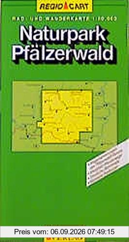 Naturpark Pfälzerwald: Wander- und Strassenkarte mit den Wegemarkierungen des Pfälzerwald-Vereins. 1:50000
