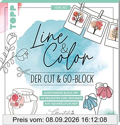 Line & Color – Der Cut & Go-Block: Ausschneide-Block mit 30 Projekten zum Zeichnen auf Aquarellflächen