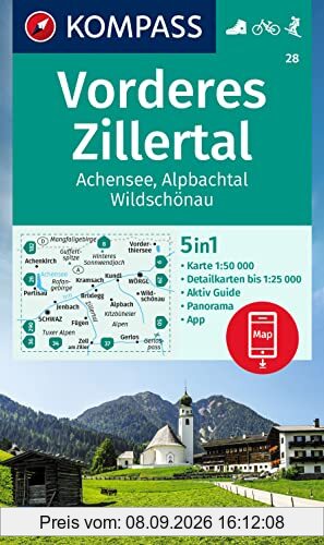 KOMPASS Wanderkarte 28 Vorderes Zillertal: Wanderkarte mit Radrouten. GPS-genau. 1:25000 (KOMPASS-Wanderkarten, Band 28)