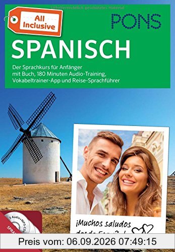 PONS All inclusive Sprachkurs für Anfänger Spanisch: Der Sprachkurs für Anfänger mit Buch, 180 Minuten Audio-Training, Vokabeltrainer-App und Reise-Sprachführer