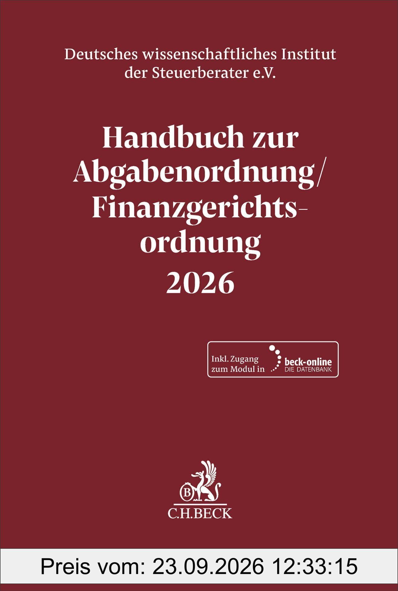 Handbuch zur Abgabenordnung / Finanzgerichtsordnung 2026. AO / FGO 2026