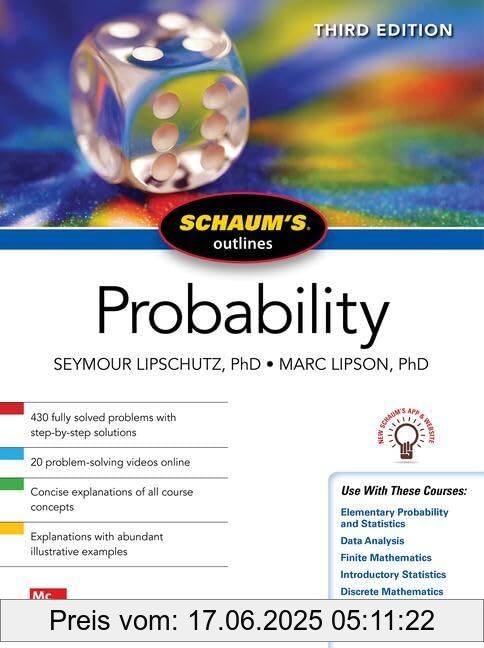 Binding : Taschenbuch, Edition : 3, Label : McGraw-Hill Education Ltd, Publisher : McGraw-Hill Education Ltd, medium : Taschenbuch, numberOfPages : 320, publicationDate : 2021-11-12, releaseDate : 2021-11-12, authors : Seymour Lipschutz, Marc Lipson, ISBN : 1264258844