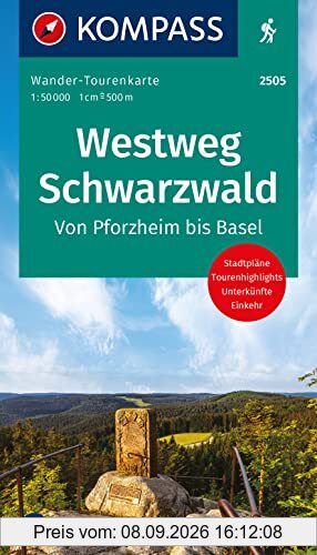 KOMPASS Wander-Tourenkarte Westweg Schwarzwald 1:50.000: Leporello Karte, reiß- und wetterfest