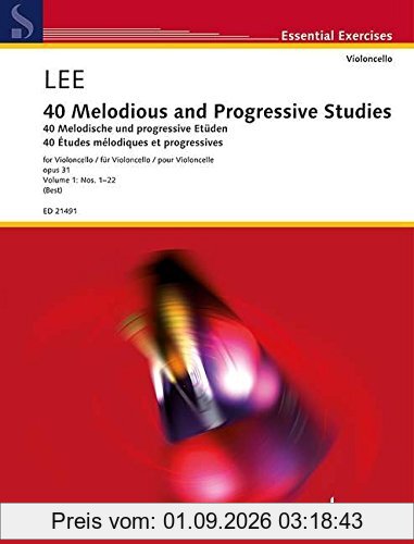 40 Melodische und progressive Etüden: Nos. 1-22. Band 1. op. 31. Violoncello. (Essential Exercises, Band 1)