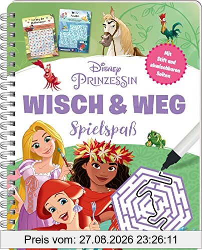 Disney Prinzessin: Wisch & Weg Spielspaß: Buch mit abwischbaren Seiten und Stift | Buch zum spielerischen Lernen (ab 4 Jahren)