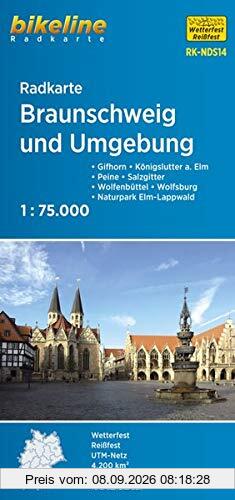Radkarte Braunschweig und Umgebung (RK-NDS14): Gifhorn – Königslutter am Elm – Peine – Salzgitter – Wolfenbüttel – Wolfsburg (Bikeline Radkarte)