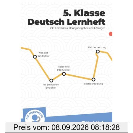 5. Klasse Deutsch Lernheft Übungsheft | StudyHelp |inkl. Lernvideos und Aufgaben | Für Klassenarbeiten, Prüfungen, Tests | Rechtschreibung, Satzbau, Texte, Verben, Satzglieder, Zeichensetzung