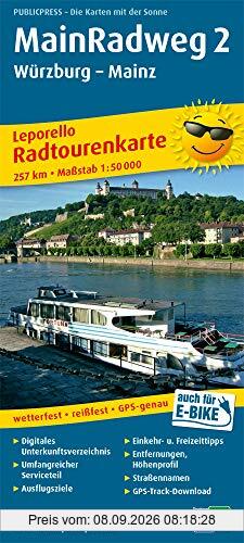 Main-Radweg 2, Würzburg - Mainz: Leporello Radtourenkarte mit Ausflugszielen, Einkehr- & Freizeittipps, wetterfest, reissfest, abwischbar, GPS-genau. 1:50000 (Leporello Radtourenkarte / LEP-RK)