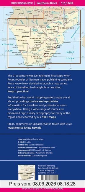 Reise Know-How Landkarte Südliches Afrika (1:2.500.000)