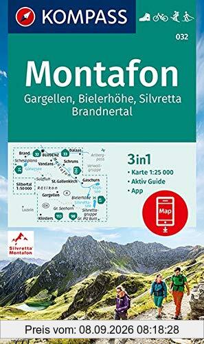 KOMPASS Wanderkarte Montafon, Gargellen, Bielerhöhe, Silvretta: 3in1 Wanderkarte 1:25000 mit Aktiv Guide, inklusive Karte zur offline Verwendung in ... Loipen. (KOMPASS-Wanderkarten, Band 32)
