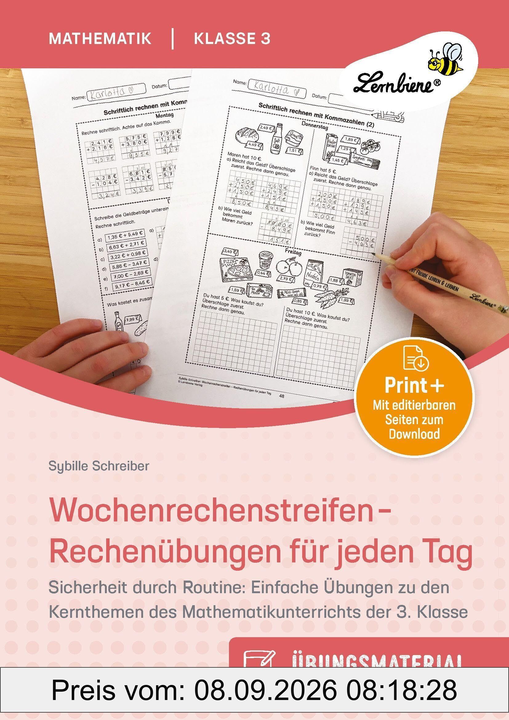 Wochenrechenstreifen - Rechenübungen für jeden Tag