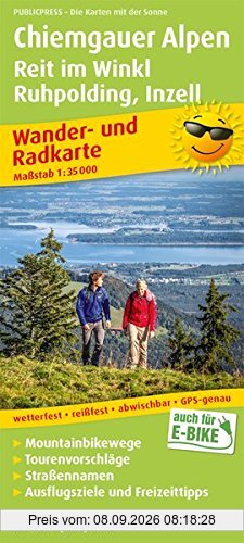Chiemgauer Alpen, Reit im Winkl, Ruhpolding, Inzell: Wander- und Radkarte mit Ausflugszielen & Freizeittipps, wetterfest, reißfest, abwischbar, GPS-genau. 1:35000 (Wander- und Radkarte / WuRK)