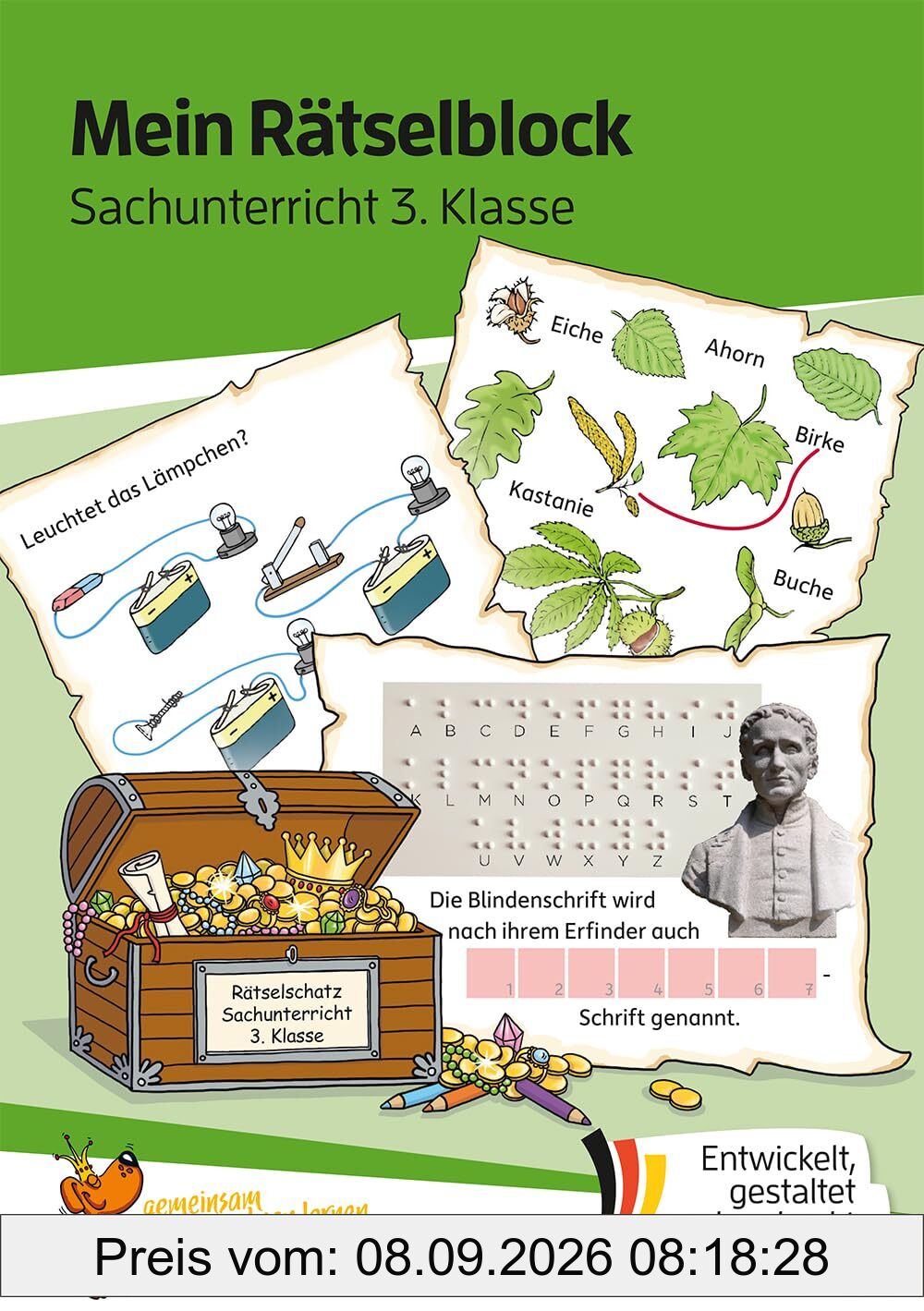 Mein Rätselblock Sachunterricht 3. Klasse: Rätsel für kluge Köpfe mit Lösungen - Förderung mit Freude (Das Rätselbuch für die Grundschule, Band 688)