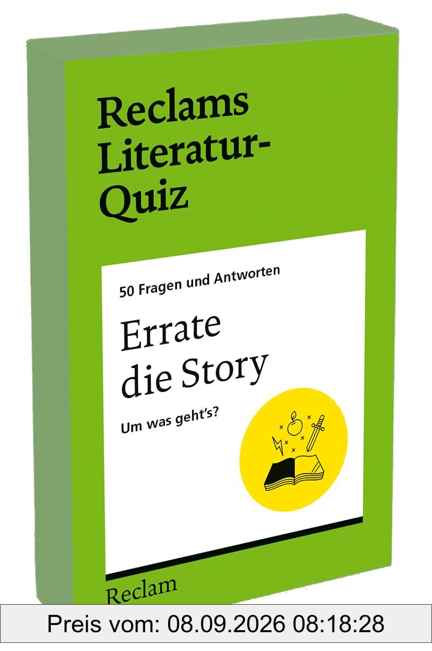 Errate die Story. Um was geht’s? 50 Fragen und Antworten für Büchermenschen: Literaturklassiker anhand ihrer Story erraten – wertige Box mit 50 Quizfragen – 14–99 Jahre