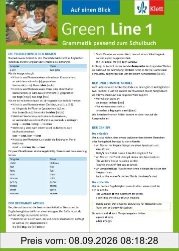 Green Line 1 - Auf einen Blick: Grammatik passend zum Schulbuch - Klappkarte (6 Seiten)