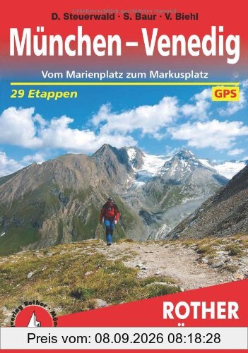 München - Venedig. Vom Marienplatz zum Markusplatz. 29 Etappen. Mt GPS-Tracks: In 29 Tagen vom Marienplatz zum Markusplatz. Jede Etappe mit Wanderkarte 1:75.000. GPS-Tracks zum Download
