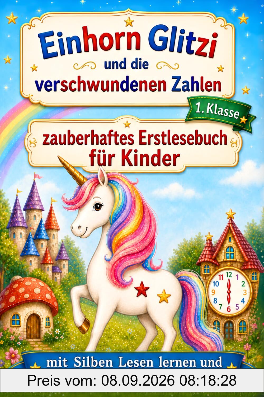 Einhorn Glitzi und die verschwundenen Zahlen – mit Silben Lesen lernen und spielerisch Zahlen entdecken - zauberhaftes Erstlesebuch für Kinder in der 1. Klasse