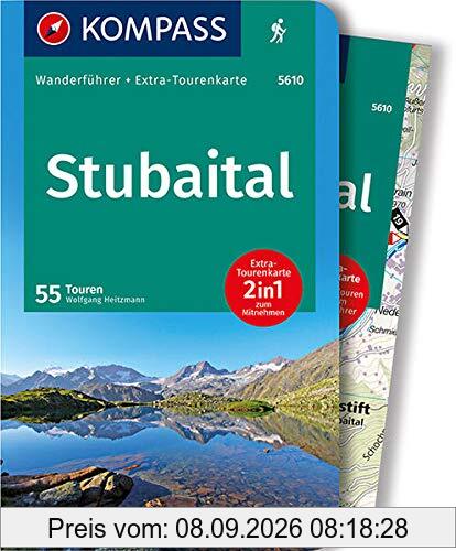 KV WF 5610 Stubaital m. Karte: Wanderführer mit Extra-Tourenkarte 1:25.000, 55 Touren, GPX-Daten zum Download (KOMPASS-Wanderführer)
