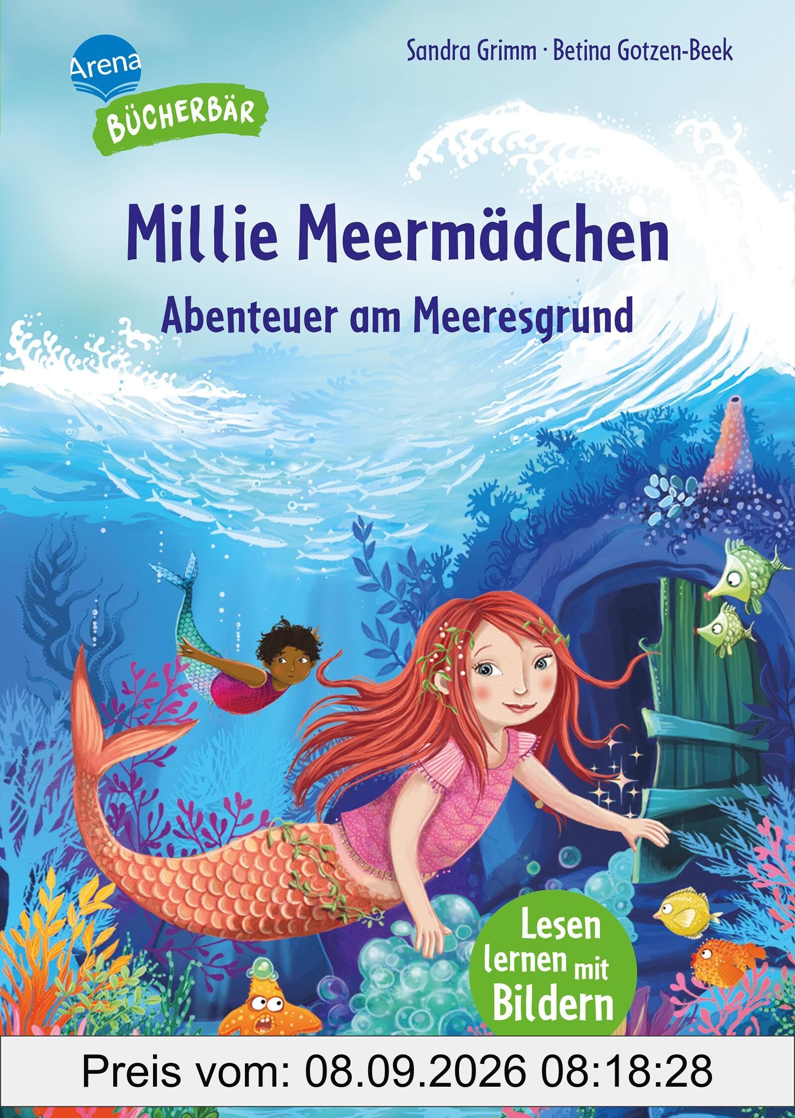Millie Meermädchen. Abenteuer am Meeresgrund: Der Bücherbär. Lesen lernen mit Bildern. Zum Vor- und Mitlesen. Bilder ersetzen Hauptwörter