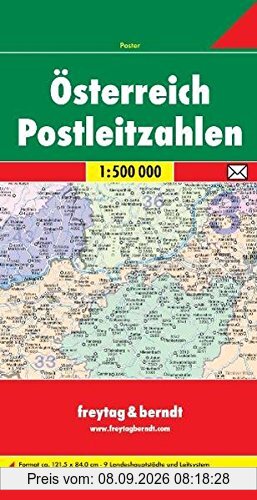 Freytag Berndt Karten, Österreich Postleitzahlenkarte gefaltet - Maßstab 1:500 000 (freytag & berndt Poster + Markiertafeln)