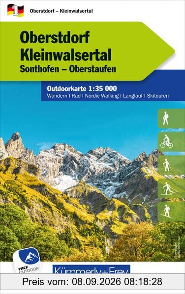Oberstdorf Kleinwalsertal Nr. 01 Outdoorkarte Deutschland 1:35 000: Sonthofen, Oberstaufen, free Download mit HKF Outdoor App (Kümmerly+Frey Outdoorkarten Deutschland)