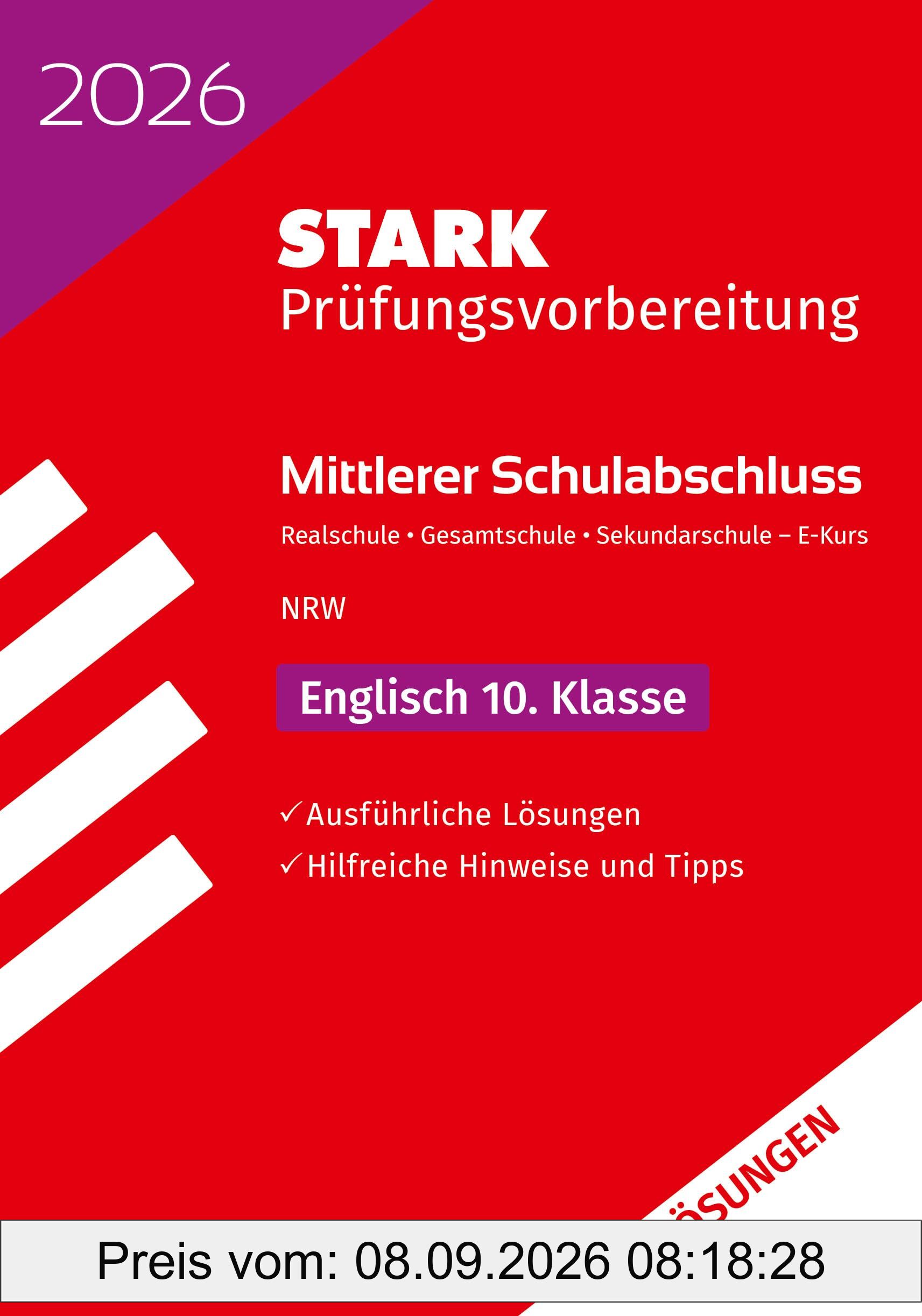 STARK Lösungen zu Englisch E-Kurs - Mittlerer Schulabschluss (MSA) 2026 NRW - Prüfungsvorbereitung (Abschlussprüfungen)