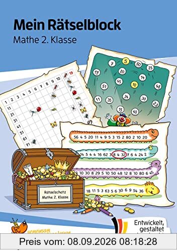 Mein Rätselblock Mathe 2. Klasse: Rätsel für kluge Köpfe mit Lösungen - Förderung mit Freude (Das Rätselbuch für die Grundschule, Band 692)