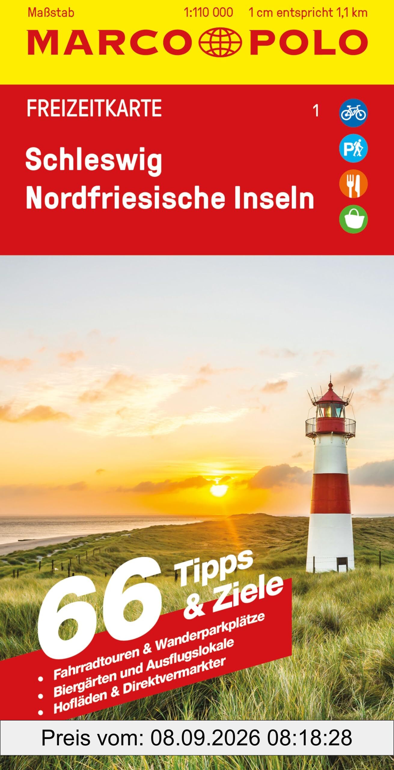 MARCO POLO Freizeitkarte 1 Schleswig, Nordfriesische Inseln 1:110.000