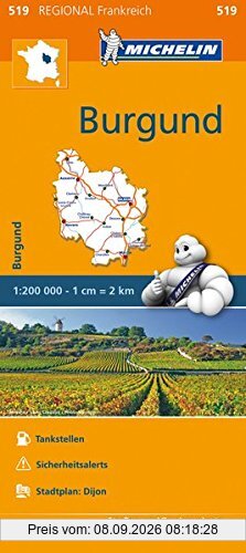 Michelin Burgund: Straßen- und Tourismuskarte 1:200.000 (MICHELIN Regionalkarten)