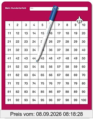 Mein Hunderterfeld mit Stift: Im großen Format, trocken abwischbar ohne zu schmieren und ohne Farbrückstände für die 2. Klasse