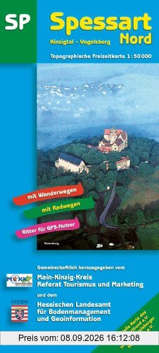 Topographische Freizeitkarten 1:50000 Hessen. Sonderblattschnitte auf der Grundlage der Topographischen Karte 1:50000 (Freizeitregionen); mit ... Mit Wander- und Radwanderwegen: Blatt SP