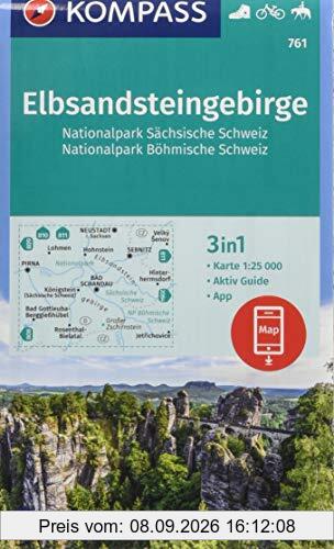 Elbsandsteingebirge, Nationalpark Sächsische Schweiz, Nationalpark Böhmische Schweiz: 3in1 Wanderkarte 1:25000 mit Aktiv Guide inklusive Karte zur ... Reiten. (KOMPASS-Wanderkarten, Band 761)
