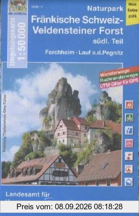 UK50-11 Naturpark Fränkische Schweiz-Veldensteiner Forst, südl.Teil: Forchheim, Lauf a.d.Pegnitz, Veldenstein, Hersbruck, Ebermannstadt, Waischenfeld, ... Erlangen, Baiersdorf, Gräfenberg, Betzenstein