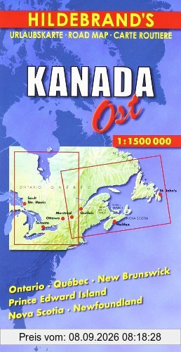 Hildebrand's Urlaubskarten, Canada, East: Ontario, Quebec, New Brunswick, Prince Edward Island, Nova Scotia, Newfoundland (Hildebrand's Canada maps)