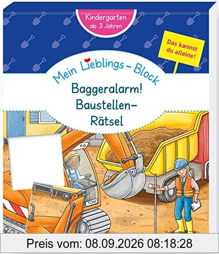Klett Mein Lieblings-Block Baggeralarm! Baustellen-Rätsel: Kindergarten, ab 3 Jahren, Das kannst du alleine!