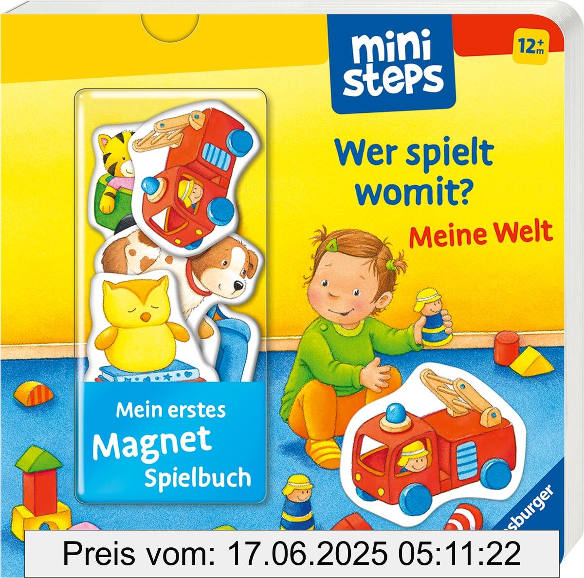 Brand : Ravensburger, Binding : board_book, Edition : 1, Label : Mein erstes Magnetbuch : Wer spielt womit? Meine Welt, medium : board_book, numberOfPages : 10, publicationDate : 2024-09-01, languages : german, ISBN : 3473308013