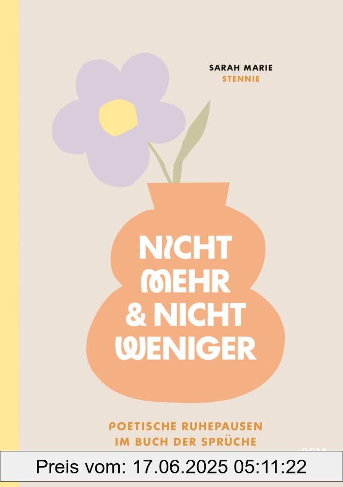 Binding : hardcover, Edition : 1, Label : Nicht mehr und nicht weniger : Poetische Ruhepausen im Buch der Sprüche - Journal, medium : hardcover, numberOfPages : 208, publicationDate : 2025-03-03, languages : german, ISBN : 3417010268