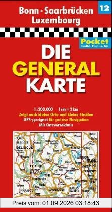 Die Generalkarten Deutschland Pocket, 20 Bl., Bl.12, Bonn, Saarbrücken, Luxembourg