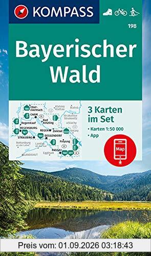 KOMPASS Wanderkarte Bayerischer Wald: 3 Wanderkarten 1:50000 im Set inklusive Karte zur offline Verwendung in der KOMPASS-App. Fahrradfahren. Skitouren. (KOMPASS-Wanderkarten, Band 198)
