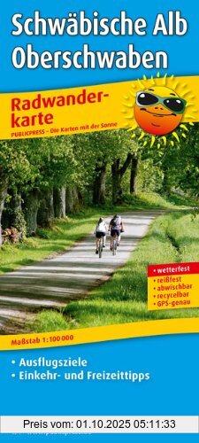Radwanderkarte Schwäbische Alb und Oberschwaben: Mit Ausflugszielen, Einkehr- & Freizeittipps, reissfest, wetterfest, abwischbar, GPS-genau. 1:100000