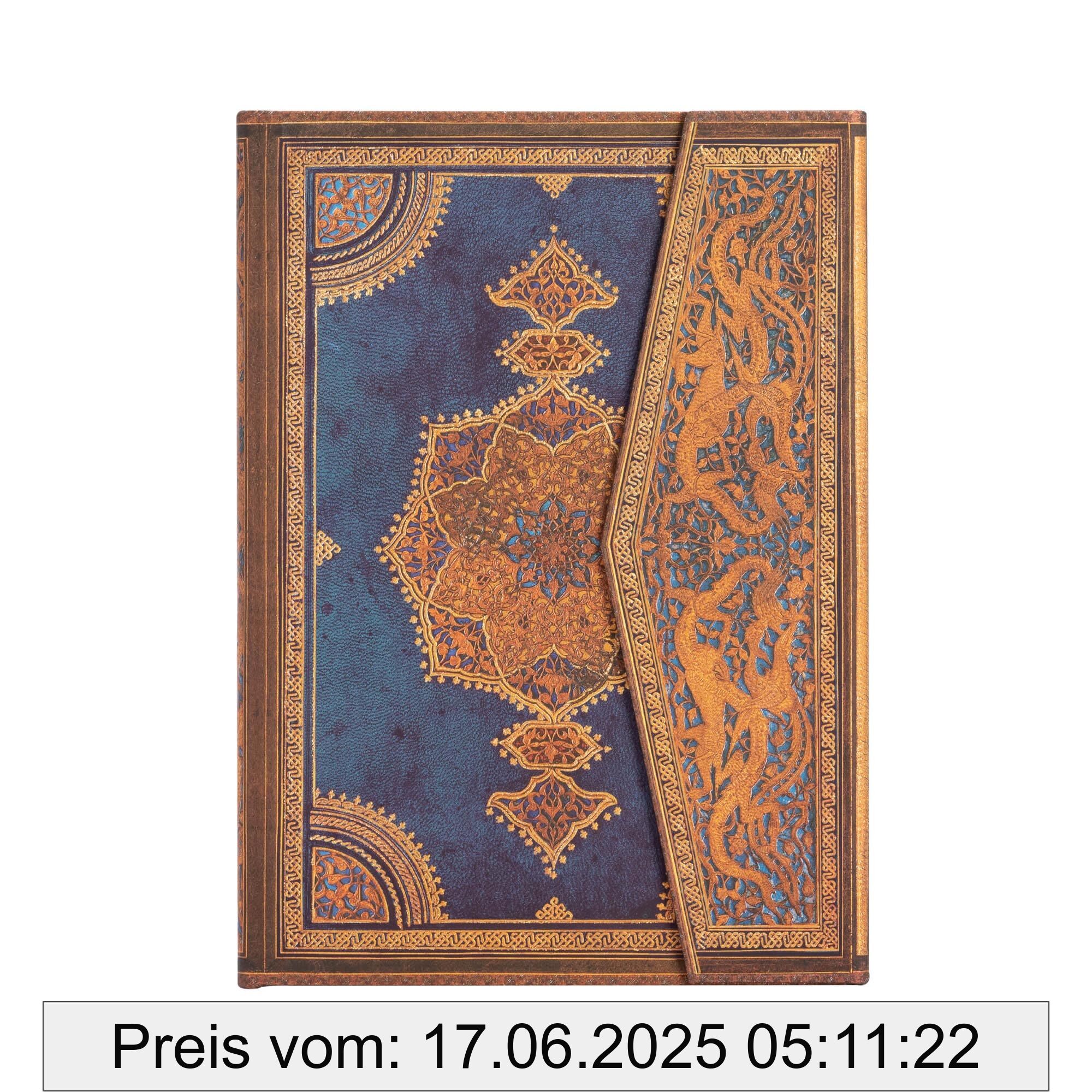 Brand : Paperblanks, Binding : diary, Label : Safavid Indigo (Safavid Binding Art) Midi Unlined Hardcover Journal : Hardcover, 120 gsm, ribbon marker, memento pouch, wrap closure, PackageQuantity : 1, Feature : Fadenheftung, mit Klappumschlag, Falt-Innentasche, medium : diary, numberOfPages : 144, publicationDate : 2022-01-01, releaseDate : 2022-01-01, languages : english, ISBN : 1439782008