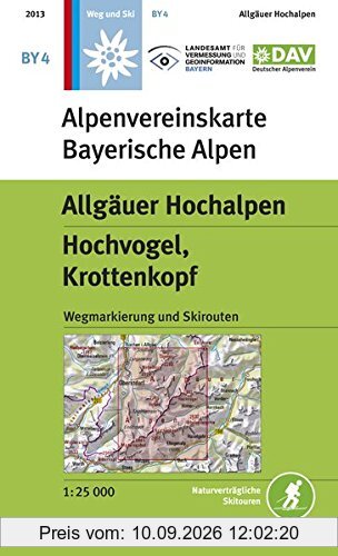 Allgäuer Hochalpen, Hochvogel, Krottenkopf: Wegmarkierungen und Skirouten - Topographische Karte 1:25.000 (Alpenvereinskarten)
