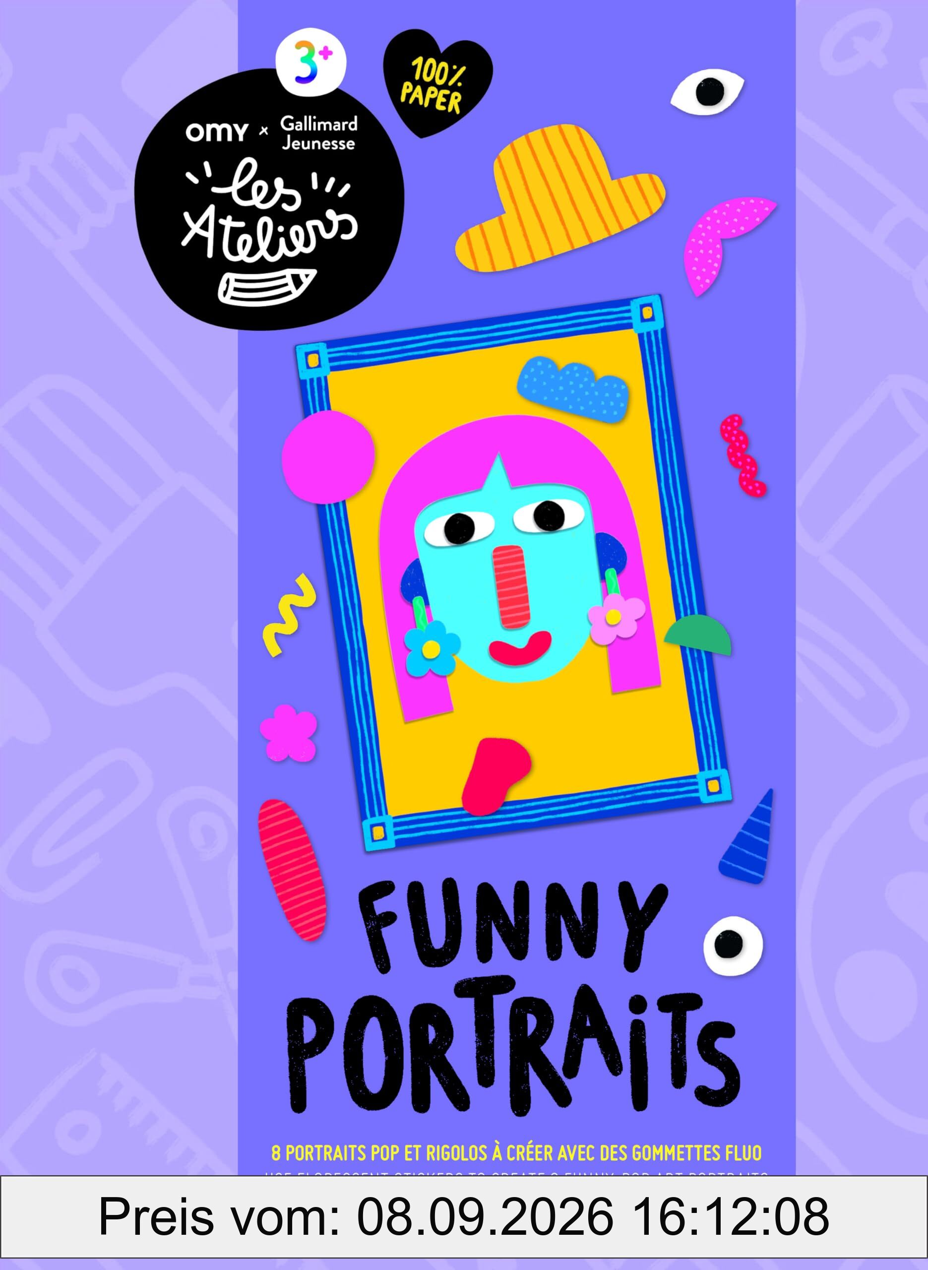 Funny portraits: 8 portraits pop et rigolos à créer avec des gommettes fluo