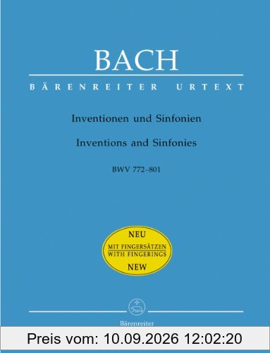 Inventionen und Sinfonien. BWV 772-801. BÄRENREITER URTEXT. Spielpartitur, Urtextausgabe, Sammelband