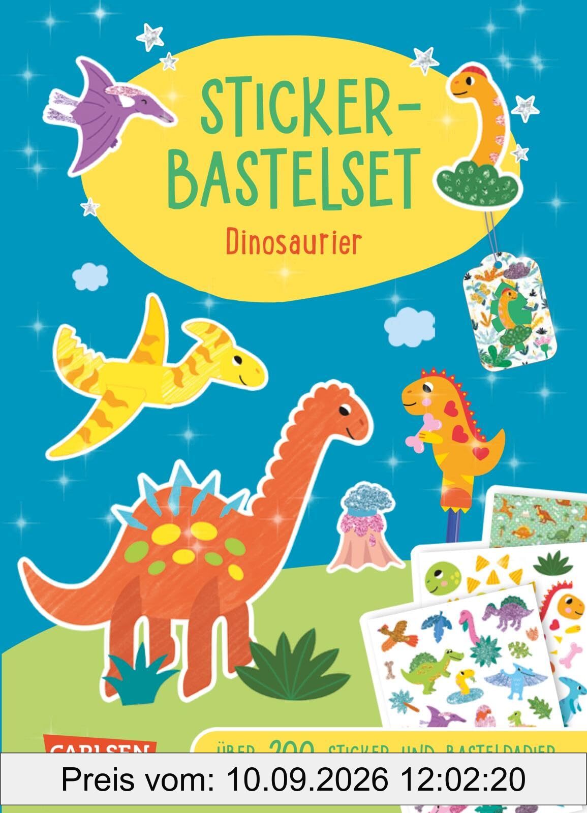 Bastelset für Kinder: Sticker-Bastelset: Dinosaurier: Über 200 magische Sticker und Bastelpapier | Bastelbuch für Dino-Fans ab 5 Jahren mit Vorlagen und Schritt-für-Schritt-Anleitungen