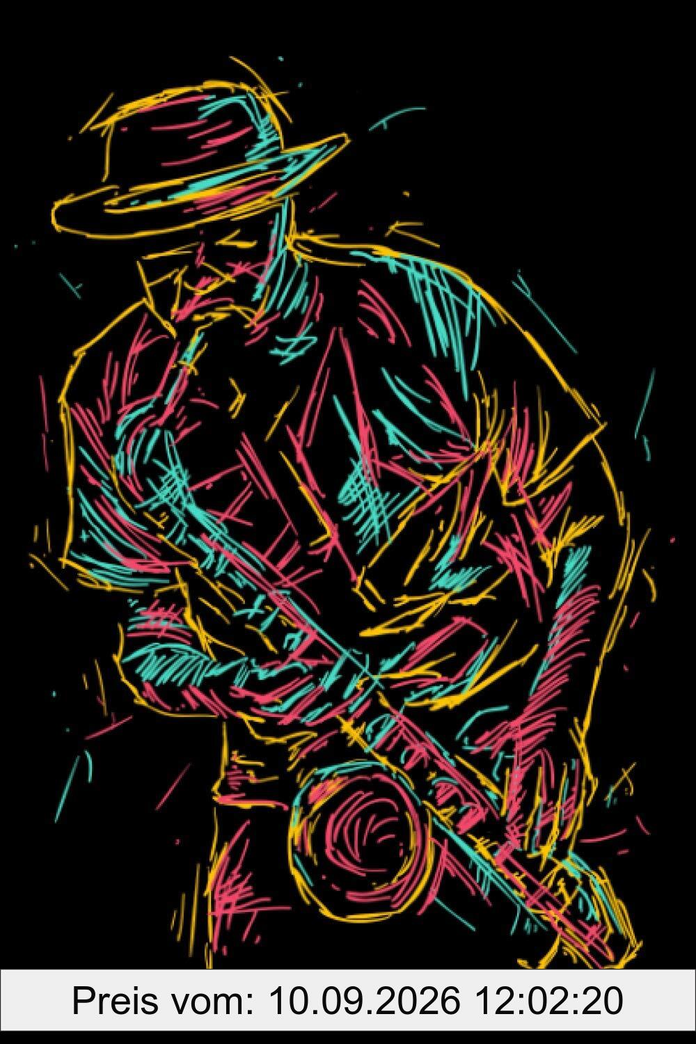 Geschenkidee für Saxophonspieler Saxophon Abstrakte Kunst: DIN A5 Liniert 120 Seiten / 60 Blätter Notizbuch Notizheft Notiz-Block Jazz Musik Motive Saxophon Spieler Geschenk